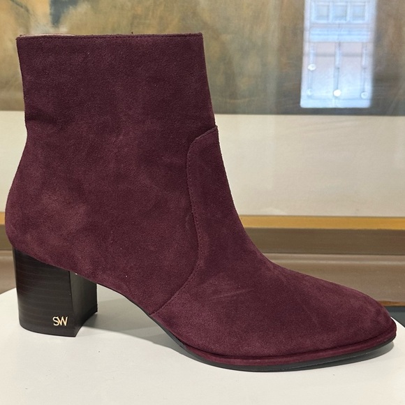 🌹STUART WEITZMAN🌹 Rylan Leather Ankle Boots Cabernet Size: 5.5B - Picture 5 of 14